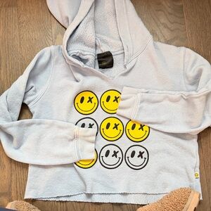 Love J Light Gray Hoodie with Yellow Smiley Faces